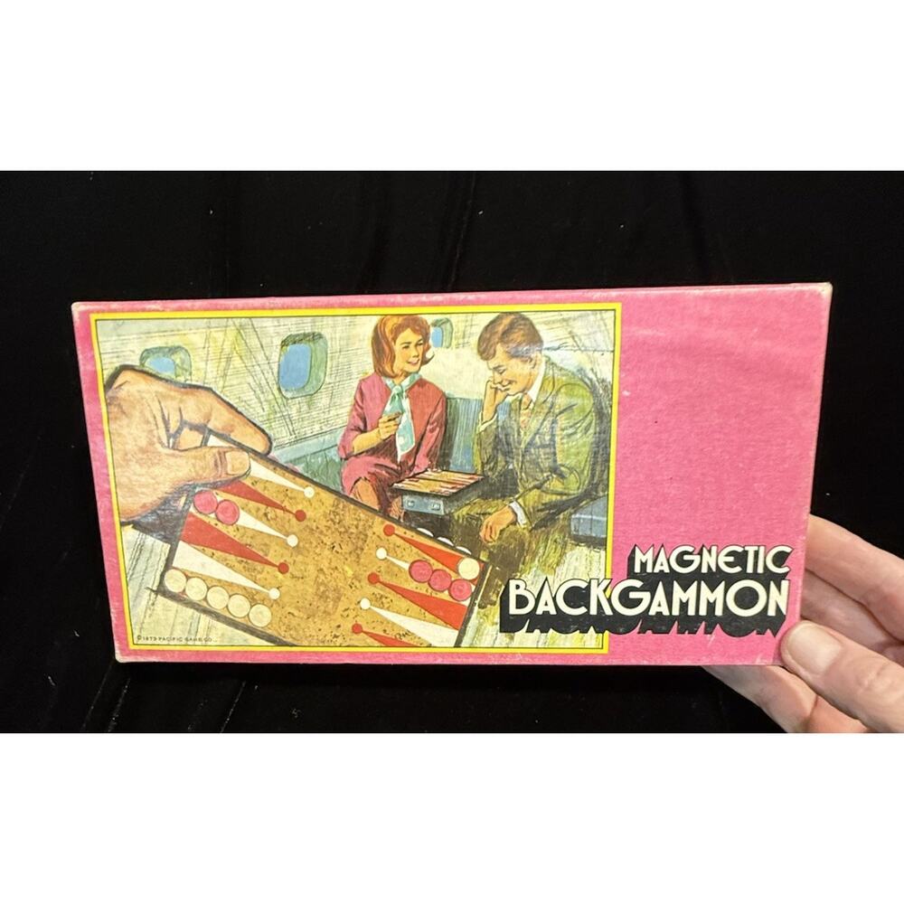 Magnetic Backgammon Game by Pacific Game Co. Vintage 1973 Travel Size EUC